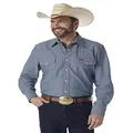 Wrangler Men's Cowboy Cut Western Long Sleeve Snap Work Shirt Washed Finish, Chambray Blue, 2X Tall