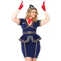Leg Avenue Womens - 3 Piece Friendly Skies Flight Attendant Set Sexy Stewardess Dress and Matching Hat Halloween for Adult Sized Costumes, Blue, Small US
