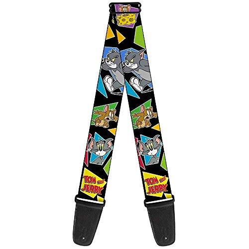 Buckle-Down Premium Guitar Strap, Tom Jerry Poses Black/Multicolour, 29 to 54 Inch Length, 2 Inch Wide