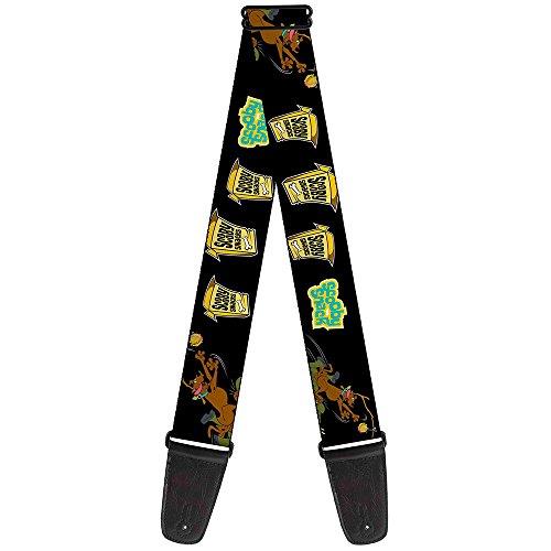 Buckle-Down Premium Guitar Strap, Chasing Scooby Snacks Black/Multicolour, 29 to 54 Inch Length, 2 Inch Wide