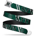 Buckle-Down Seatbelt Buckle Belt, Harry Potter Slytherin Stripe Green/Grey, Regular, 24 to 38 Inches Length, 1.5 Inch Wide