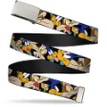 Buckle-Down Unisex-Adult's Web Belt, Road Runner/Wile E. Coyote Expressions Stacked Black, 1.5-inch Width