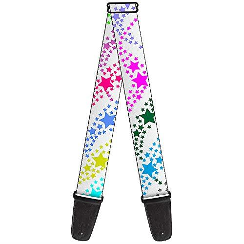 Buckle-Down Premium Guitar Strap, Falling Stars White/Multicolour, 29 to 54 Inch Length, 2 Inch Wide