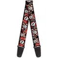 Buckle-Down Premium Guitar Strap, Girlie Skull Black/Red, 29 to 54 Inch Length, 2 Inch Wide