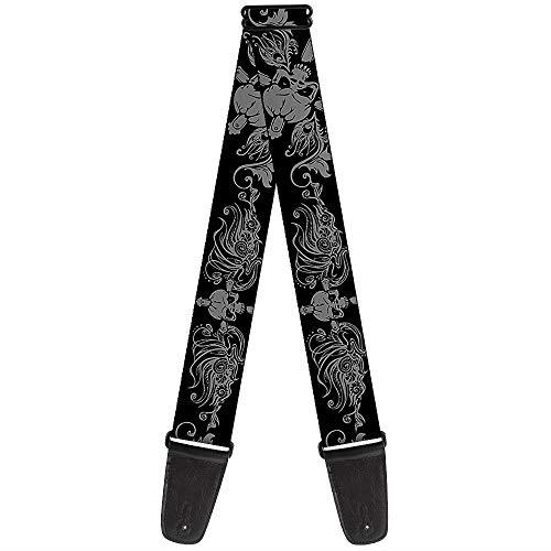 Buckle-Down Premium Guitar Strap, Skull and Dagger Filigree Black/Grey, 29 to 54 Inch Length, 2 Inch Wide
