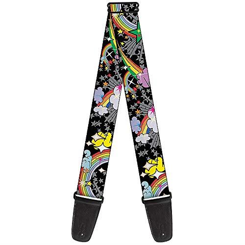 Buckle-Down Premium Guitar Strap, Rainbow and Cloud with Stars Black/Multicolour, 29 to 54 Inch Length, 2 Inch Wide
