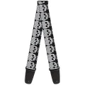 Buckle-Down Premium Guitar Strap, Checker and Stripe Skulls Black/White/Grey, 29 to 54 Inch Length, 2 Inch Wide