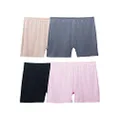 Fruit of the Loom Women's Plus Size Fit For Me 4 Pack Microfiber Slip Boy Shorts Panties, Assorted, 10