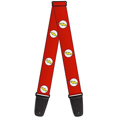 Buckle-Down Premium Guitar Strap, Flash Logo Red/White/Yellow, 29 to 54 Inch Length, 2 Inch Wide