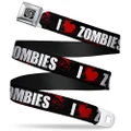 Buckle-Down Seatbelt Buckle Belt, I Heart Zombies Black/White/Red Splatter, Regular, 24 to 38 Inches Length, 1.5 Inch Wide
