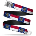 Buckle-Down Seatbelt Buckle Belt, Georgia Flag, Regular, 24 to 38 Inches Length, 1.5 Inch Wide