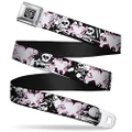 Buckle-Down Seatbelt Buckle Belt, Heart and Cross Bones with Skulls and Splatter Black/White, Regular, 24 to 38 Inches Length, 1.5 Inch Wide