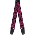 Buckle-Down Premium Guitar Strap, Paisley Black/Neon Pink, 29 to 54 Inch Length, 2 Inch Wide