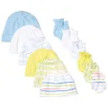 Onesies Brand Baby-Girls 12-Piece Cap and Mitten Set, Yellow Clouds, 0-6 Months