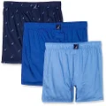 NAUTICA Men's Cotton Woven 3 Pack Boxer Shorts, Aero Blue/Sea Cobalt/Sails-peacoat, Large UK