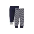 Burt's Bees Baby Girls Pants, of 2 Lightweight Knit Infant Bottoms and Toddler Layette Set, Navy Solid/Stripes, 18 Months US