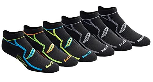 Saucony Mens Multi-Pair Bolt Performance Comfort Fit No-show 6 Pair Running Socks, Black (6 Pair), 5-8 US