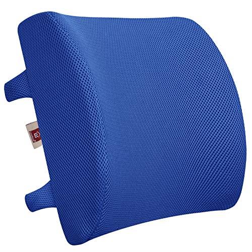 LOVEHOME Lumbar Support Pillow for Chair and Car, Back Support for Office Chair Memory Foam Cushion with Mesh Cover for Back Pain Relief - Blue