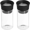 H&H Salt and Pepper Borosilicate Shakers 2-Pieces Set, Black