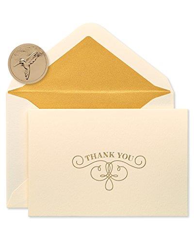 Papyrus Gold Border Thank You Boxed Note Cards, 16-Count Gold Flourish