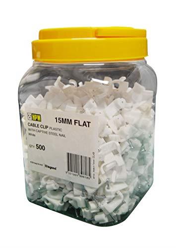 HPM CL4B 15mm White Cable Clips Accessory - Cable clips Flat type Pack of 500 15mm with captive set nail