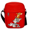 Buckle Down Women's Vegan Leather Cross Body Bag, Hanna Barbera - Tom and Jerry Pose, Red/Multicolour