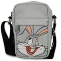 Buckle Down Women's Canvas Cross Body Bag, Looney Tunes Bugs Bunny Winking Face, Gray