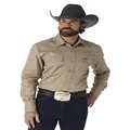 Wrangler Men's Cowboy Cut Work Western Long Sleeve Shirt, Khaki, 3X Big