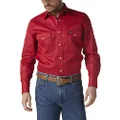 Wrangler Men's Authentic Cowboy Cut Work Western Long Sleeve Shirt, Red, 3X