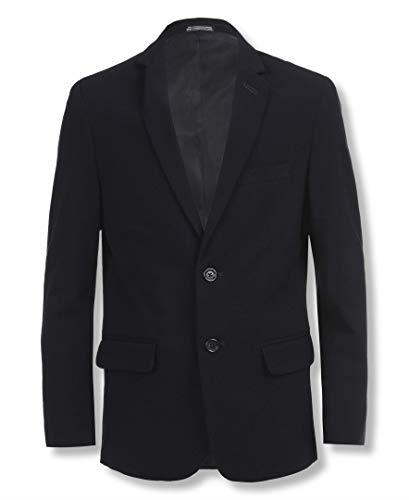Calvin Klein Boys' Bi-Stretch Blazer Suit Jacket, 2-Button Single Breasted Closure, Buttoned Cuffs & Front Flap Pockets, Navy, 14