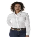 Wrangler Women's Western Yoke Two Snap Flap Pocket Shirt, White, XX-Large