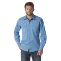 Wrangler Men's Retro Two Pocket Long Sleeve Snap Shirt, Blue, X-Large