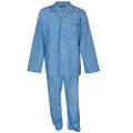 Lynx Men's Summer Weight Bonnie Blue Print Poly Cotton Long Sleeve Pyjama Set, Blue, 4X-Large