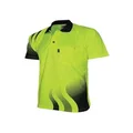 TOMYEUS DNC Workwear Wave Hivis Sublimated Polo for Men, Yellow/Navy, 4X-Large