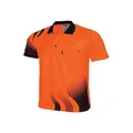 TOMYEUS DNC Workwear Wave Hivis Sublimated Polo for Men, Orange/Navy, Small