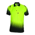 TOMYEUS DNC Workwear Wave Hivis Sublimated Polo for Men, Yellow/Navy, 5X-Large