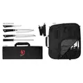 Shun Cutlery Sora 5 Piece Student Knife Set, Kitchen Knife Set with Knife Roll, Includes 8" Chef's Knife, 3.5" Paring Knife, 9" Bread Knife and Honing Steel, Handmade Japanese Kitchen Knives, Black