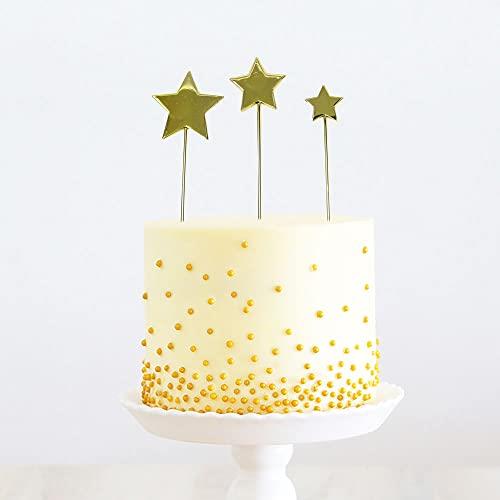 Cake & Candle Stars Metal Cake Topper, Gold