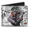 Buckle-Down Mens Buckle-down Pu Bifold - Joker Brilliant-Twisted-Insane-mad Psycho Pose/Cards White/Grays Wallet, Multicolor, 4.0 x 3.5 US