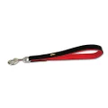 Dingo Collar Handle, Short Dog Lead from Exclusive Cattle Hide Leather Handmade Black with Red Padding 11449