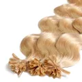 Hair2heart 25 x 0.8g Premium Bondings Wavy Human Hair Extension, Gold Blonde, 50 cm Length