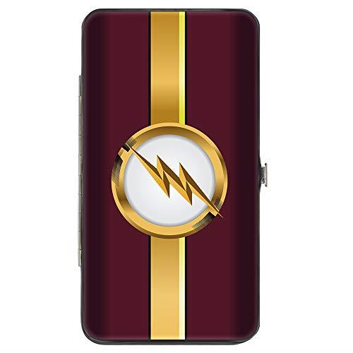 Buckle-Down Hinge Wallet, The Flash Logo5 Stripe Burgundy/Gold/White