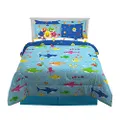 Franco Kids Bedding Super Soft Comforter and Sheet Set with Sham, 7 Piece Full Size, Baby Shark