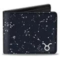 Buckle-Down Bi-Fold Wallet, Zodiac Taurus Symbol Constellations Black/White