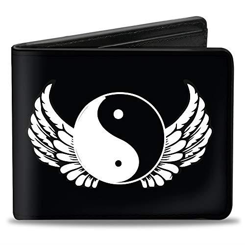 Buckle-Down Bi-Fold Wallet, Yin Yang Wings Black/White