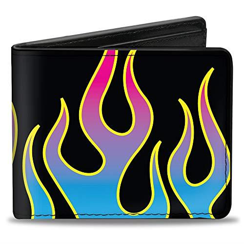 Buckle-Down Bi-Fold Wallet, Flames Black/Blue/Pink