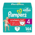 Pampers Diapers Size 4, 144 Count - Pull On Cruisers 360° Fit Disposable Baby Diapers with Stretchy Waistband, Packaging & Prints May Vary