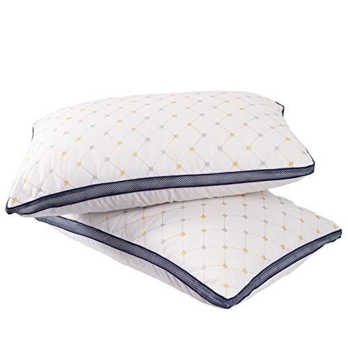 Royal Comfort Pillow Air Mesh Hotel Quality Breathable Ultra Comfort Microfibre Fill 50 x 75cm (White Checked, 2 Pack)