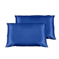 Casa Decor Pillowcase 100% Satin Polyester Ultra Soft Breathable Allergen Resistant 51 x 76cm (Navy, Set of 2)