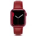 EDIMENS Leather Strap Compatible for Apple Watch 38mm 40mm 41mm, Genuine Leather Sport Casual Wristband Compatible with iWatch Series 7 6 5 4 3 2 1 SE Sports & Edition Men Women, Hibiscus Red